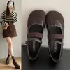 Sapatos Femininos Mary Jane Planos Estilo Ballet 2026 Nova Coleção Primavera Confortáveis Macios de Solado Versáteis Sapatos de Uma Sola Pequenos de Couro