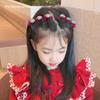 Año Nuevo para niños artefacto para acabar con el pelo suelto otoño e invierno rojo flocado amor pinza para el cabello para mujer clip para flequillo lateral