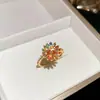 Anel Aberto Redondo de Zircônia Banhado a Ouro Real 14K Anel Versátil de Dedo Indicador Estilo Retro Luxo Leve Toque de Nicho High-End Joia para Mão