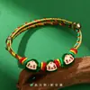 Pulsera del Festival del Bote del Dragón Cuerda Colorida Estilo Nacional Infantil Pulsera de Aleación Tejida a Mano para Bebé Joyería de Cuerda Estilo Étnico Venta al por Mayor