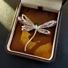 Broche de Libélula de Cristal Retro de Gama Alta para Mujer, Corsage Animal de Lujo Accesible de Nicho, Pin Elegante Estilo Coreano para Ropa de Abrigo