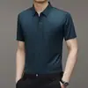 Camiseta Masculina de Seda de Gelo Manga Curta Verão Fina Casual Coreana Sem Costura Cor Sólida Camisa Masculina Peça Única Entrega
