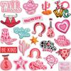 Sticker de Tela Bordado Llama Roja Rosa para Mujer Parche de Mezclilla Occidental Decorativo para Bolso Sombrero de Vaquero Guitarra Etiqueta Bordada