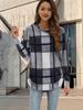 2026 Transfronterizo Amazon Nuevo para Mujer Casual Holgado Cuadros Manga Larga Cuello Redondo Base Irregular Camisa Superior