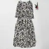 Nuevo Vestido de Lino Primavera/Verano 2026, Por Encima de la Rodilla, Ceñido a la Cintura, Vestido de Corte A Adelgazante, Vestido Midi Floral Artístico