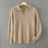 Suéter de lana 100% para hombre para otoño e invierno, jersey de cuello de gaviota, engrosado, tejido casual holgado, suéter de lana pura