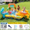 Piscina inflável com escorregador e fonte de água para crianças, uso doméstico, quintal de bebê, área de brincar na água espessa, piscina de bolinhas e piscina de areia