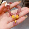Pulsera de Cuentas con Hebilla de Paz de Cristal de Fresa Natural para Mujer, Estilo Coreano, Elegante, de Moda, Accesorio de Mano Versátil, Accesorio Simple de Celebridad de Internet