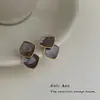 Pendientes de Gota de Aceite Color Café Retro Vintage Moda Otoño Invierno Marrón Maillard Versátiles de Alta Gama Elegantes Pendientes de Botón para Mujer