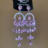 Brincos de Borboleta Rosa Doce com Franjas e Zircônia, Brincos de Luxo Leve e de Alta Qualidade, Brincos de Moda Europeus e Americanos Transfronteiriços para Mulheres Atacado
