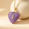 Elegante y sofisticado collar de imitación de piedra natural con colgante de corazón, cadena para la clavícula de oro de 18 quilates, diseño de nicho, collar de verano para mujer
