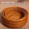 Cesta de Frutas Rattan Vietnamita e Bambu Trançado Cesta de Armazenamento Sala de Estar Redonda Bandeja de Frutas Trançada Bandeja Trançada de Palha para Cesta de Pães Uso Doméstico