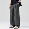 Calça casual modelo 2026 com design de botão, estilo americano versátil de liocel liso e especialmente com bom caimento de linho
