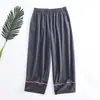 Una generación de nuevos pantalones cortos de verano para mujer con costuras de algodón de porcelana de hielo, contraste, holgados, cómodos, cintura elástica, ropa de casa