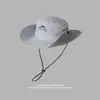 Chapéu de Pescador de Proteção Solar para Uso Externo no Verão para Homens e Mulheres, Aba Larga, Protetor Solar, Respirável, Chapéu para Montanhismo e Pesca, UPF50+, Versão Bordada