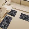 Alfombrilla de baño de tierra de diatomeas en forma de U fácil de limpiar, absorbente, a prueba de salpicaduras, mármol, resistente a las manchas, juego de tres piezas