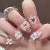 Parches de Manicura Hechos a Mano para Otoño e Invierno, Uñas Postizas, Uñas Largas, Blanqueamiento 10 Piezas de Uñas Portátiles Ojo de Gato de Cristal, Gama Alta