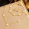Accesorios Cruzados Flor de Perla Simple Corazón Forma de Corazón Amor Mariposa Cadena Chapada en Oro Joyería de Acero Inoxidable Conjunto Europeo y Americano para Mujeres