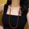 Colar de Calcedônia Vermelho Sangue de Pombo 7A de Alta Qualidade, 8mm, Outono e Inverno, Camada Dupla Enrolada, Corrente de Clavícula, Corrente para Suéter para Mulheres
