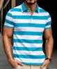 Camisa Polo Masculina de Verão, Top Elegante com Gola Listrada, Novo Estilo de Comércio Exterior Transfronteiriço Camisa Polo Masculina de Manga Curta
