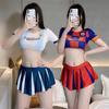 Lingerie sexy dinâmica de futebol bebê estudante uniforme de desejo puro tentação conjunto dividido cos uniforme de torcida
