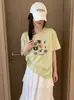 Ventas Directas del Mercado de las Trece Línas: Camiseta de Algodón Copo de Nieve de Verano, Cuello Redondo, Corte Ajustado, Mangas Cortas Versátiles, Suministro para Tienda Física, Envío Directo de Una Pieza