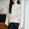 Bestseller de transmisión en vivo: Colección de otoño 2026, top de punto a rayas de moda, corte holgado, tejido abierto, que disimula la barriga, talla grande para mujer