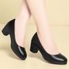 Una generación de zapatos de trabajo de azafata, zapatos de cuero negro para mujer, zapatos de trabajo de tacón grueso para mujer, zapatos de entrevista de carrera cómodos con suela suave