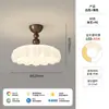 [Uau] Lâmpada de Teto Estilo Francês Meio do Século Retro Grão de Nogueira Flor Estilo Creme Lâmpada de Quarto 2025 Novo Estilo