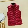 Novo Colete de Penas de Algodão Feminino Outono e Inverno Curto Casual Slim Gola Alta Jaqueta Espessada Sem Mangas Roupa Externa Algodão Waistoutwear