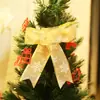 Decoraciones navideñas colgante para decoración de árbol de Navidad dorado rosa flor navideña lazo rojo con cuentas