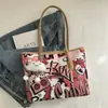 Nova Bolsa de Mão Grande com Zíper de Menina Graffiti Fofa 2025, Bolsa Tote Estilosa e Moderna
