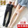 Medias de otoño e invierno para mujer, medias de ilusión de pierna desnuda, grosor medio, forradas de vellón, engrosadas, leggings color piel, vellón fino para usar sobre otras prendas