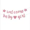 Ying Ying Pai Bandera de Baby Shower Bienvenida Bebé Niña Niño Banner de Cadena con Letras Doradas