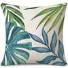 Amazon Primavera y Verano Nueva Funda de Almohada Funda de Almohada de Hojas Venta al por Mayor Lino Estampado de Hojas Verdes Cojín para Sofá Funda de Almohada de Cintura