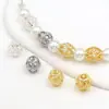 Relleno de Oro de 14K Color Duradero Micro-Pavimentado Circonita Bola Ovalada Calada Cuentas Espaciadoras DIY Pulsera de Cuentas Sueltas Collar Accesorios de Joyería C45