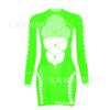 Body de Rejilla Sexy Estilo Europeo y Americano con Falda Ajustada a la Cadera, Mangas Largas y Espalda Descubierta W635