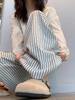 Pantalones de pierna ancha a rayas para mujer 2026 Primavera/Verano Nuevos con cordón de cintura alta fluidos petite holgados rectos casuales