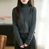 Otoño Invierno Nuevo Estilo Cardigan de Punto Grueso con Cuello Alto Estilo Coreano para Mujer Cardigan Parte de Abajo Suelta Puños Sueltos Ganchillo