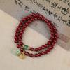 Pulsera de rosario de cristal de verano para hombre y mujer, con colgante de calabaza tipo cinabrio de doble círculo, regalo sencillo.