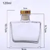 Frasco quadrado plano transparente para aromaterapia, frasco difusor de interior estilo ins, frasco de fragrância de rattan sem chama, frasco difusor de vidro com fundo grosso