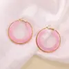 Pendientes de Aro de Resina Exagerados de Color Degradado Estilo Retro Ins y Pendientes de Aro de Acero Inoxidable Venta al por Mayor