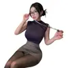 Lencería Sexy Tallas Grandes Adelgazante Uniforme de Secretaria OL Deseo Puro Fácil de Quitar Tentación Apasionada Falda Ceñida al Cuerpo Conjunto de Pijama