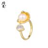 Estilo francês Light Luxury Simple Irregular Pearl e Zirconium Ring para mulheres de alto nível Personalidade Non-fading Open Index Finger Ring