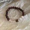 Jingxing Original Estilo Chino Nuevo Estilo Chino Sándalo Dorado Ojo de Gato Pulsera Pulseras para Hombres y Mujeres Pareja Círculo Único Accesorios Cuentas de Madera