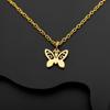 Collar Colgante de Mariposa de Acero Inoxidable Más Vendido de Temu Transfronterizo, Collar Personalizado de Acero de Titanio Hueco, Cadena para Clavícula de Mujer al por Mayor