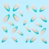 24 Uñas Postizas de Tamaño Mediano con Forma de Almendra, Manicura Francesa Floral Dulce, Desmontables, Uñas Transparente para Venta al por Mayor Transfronteriza