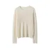 Suéter jacquard de malha fina 100% cashmere para mulheres, gola redonda, estilo fino, fio brilhante, caimento justo, tricô macio e aconchegante, moderno