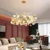 Lámpara de araña para restaurante, larga lámpara de araña vintage estilo francés de magnolia, con ramas en forma de aluminio, para villa, iluminación artística de diseño de sala de estar de lujo ligero