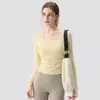 Ropa de Yoga para Mujer 2026 Estilo Nuevo con Almohadillas en el Pecho, Top de Tirantes Falso Dos Piezas de Manga Larga, Traje de Fitness Deportivo para Correr y Ciclismo para Mujer